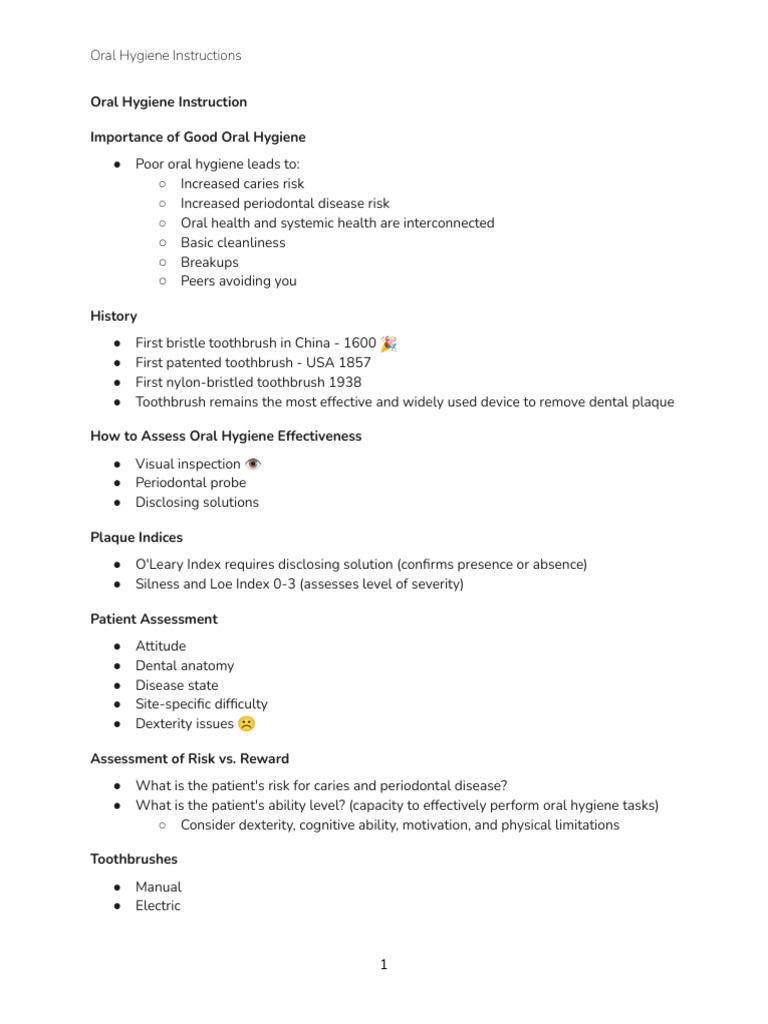 Oral Hygiene Instructions Guide | PDF | Oral Hygiene | Periodontology