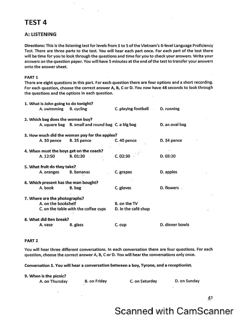 Listening Full Test 4 | PDF