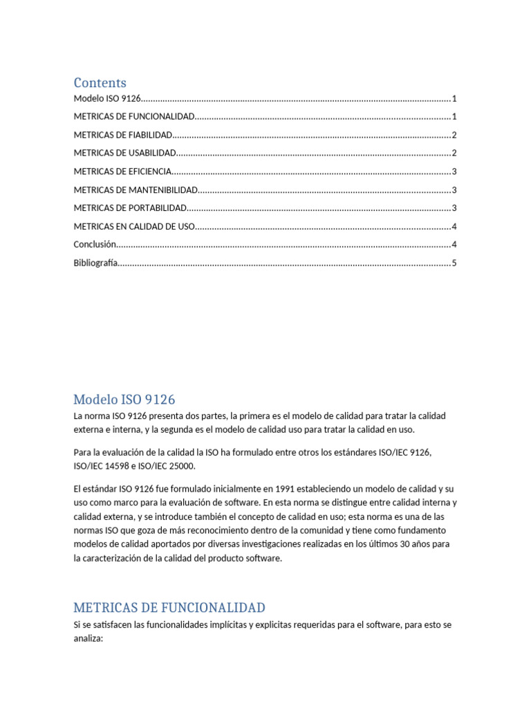 Métricas de Calidad según ISO 9126 | PDF | Software | Calidad (comercial)