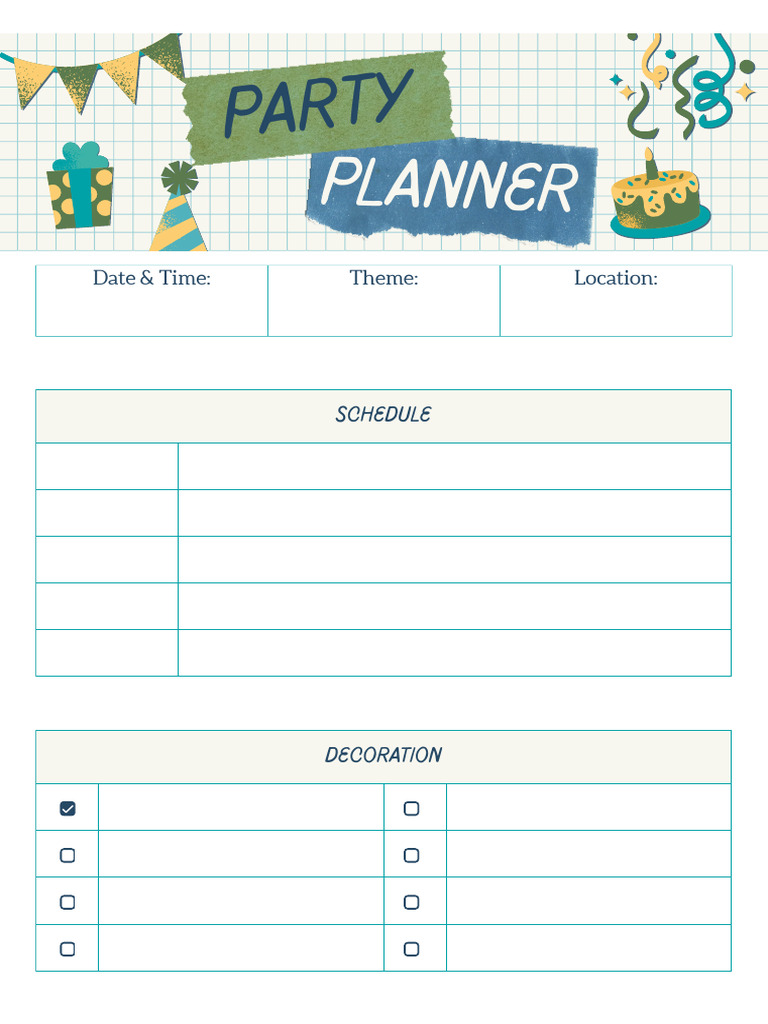 Party Planning Checklist Template | PDF