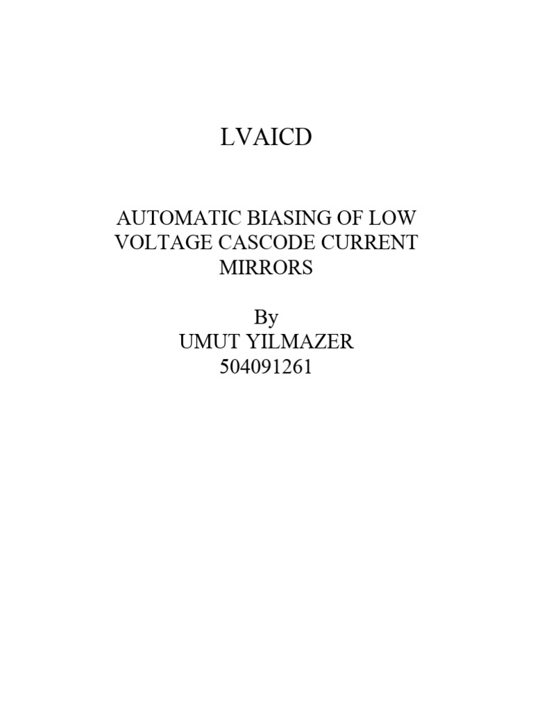 LOW VOLTAGE CURRENT SOURCES AND BIAS CIRCUITS | PDF | Electronic ...