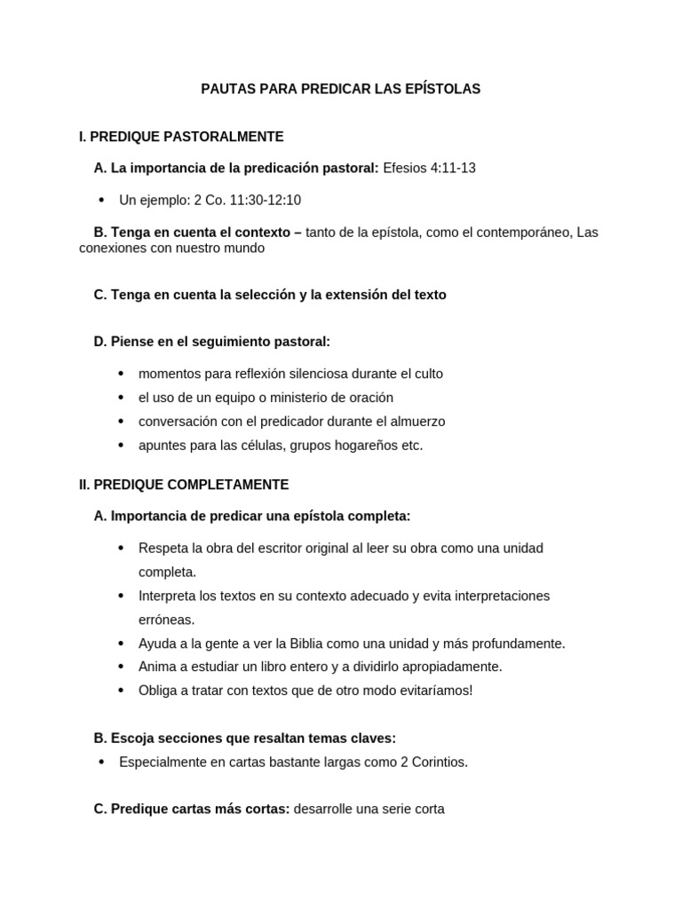 Pautas para Predicar Las Epã - Stolas | PDF