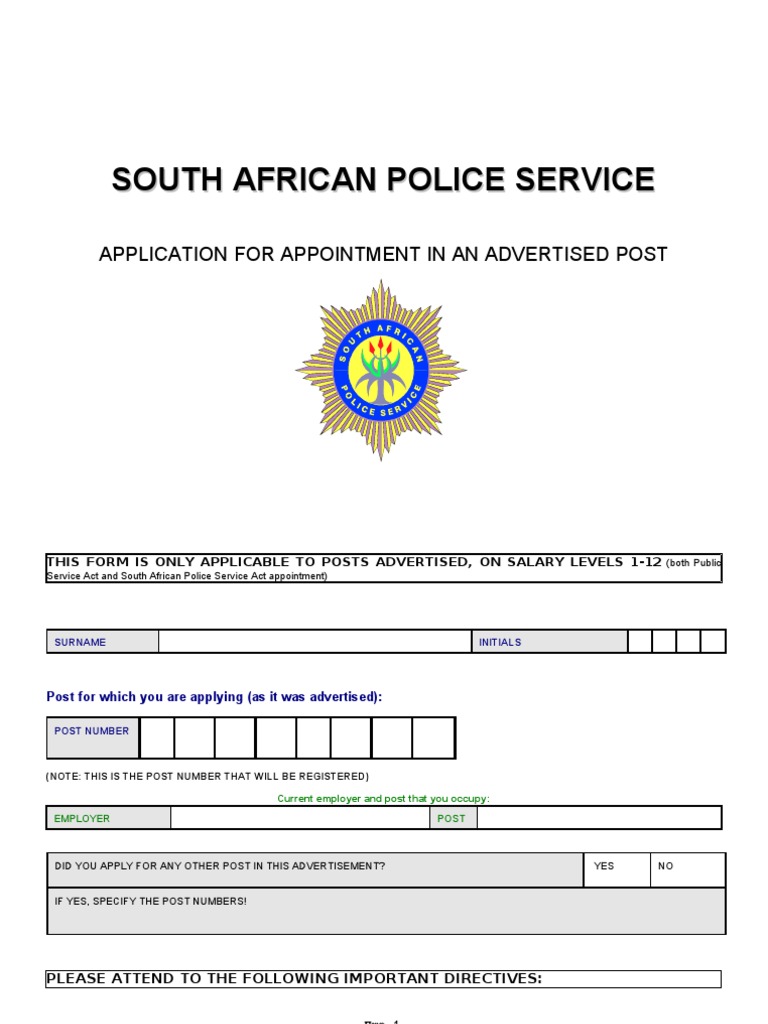 SAPS Job Application Form Guidelines | PDF | Address (Geography) | Mail