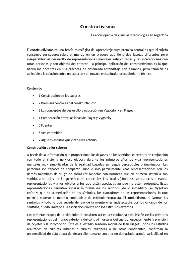 Teoría del Constructivismo en Educación | PDF | Constructivismo ...