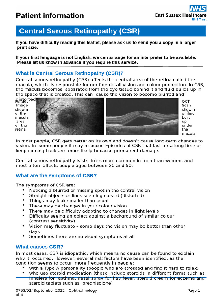 Csr | PDF | Corticosteroid | Retina