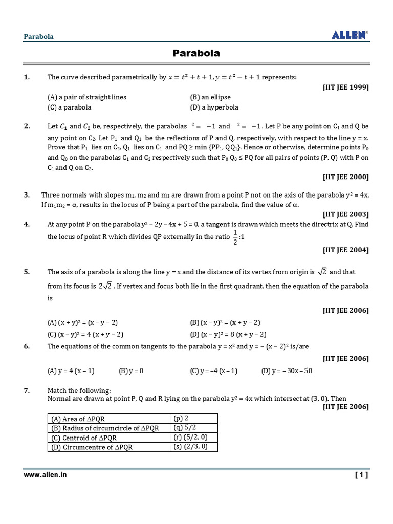 Parabola (1) | PDF | Classical Geometry | Manifold