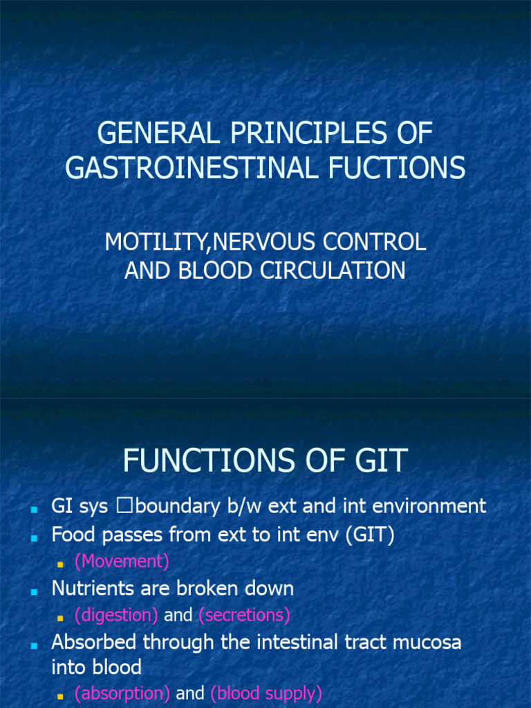 Git 1 Gen Functions | PDF | Gastrointestinal Tract | Autonomic Nervous ...
