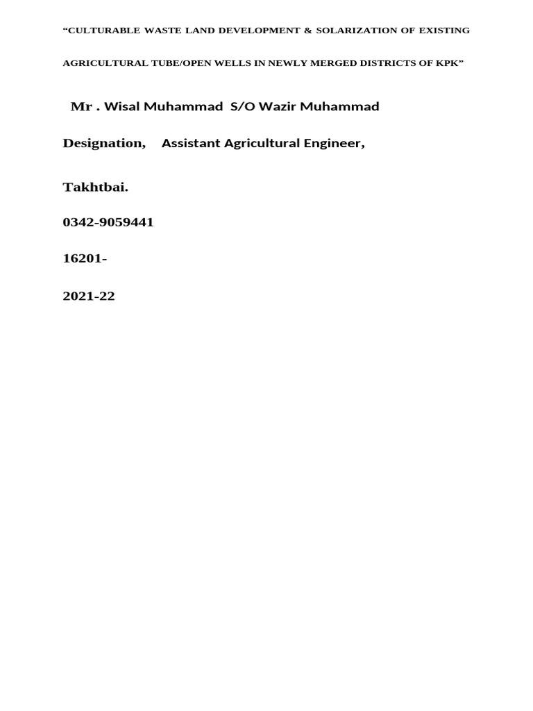 KPK Agricultural Land Solarization | PDF