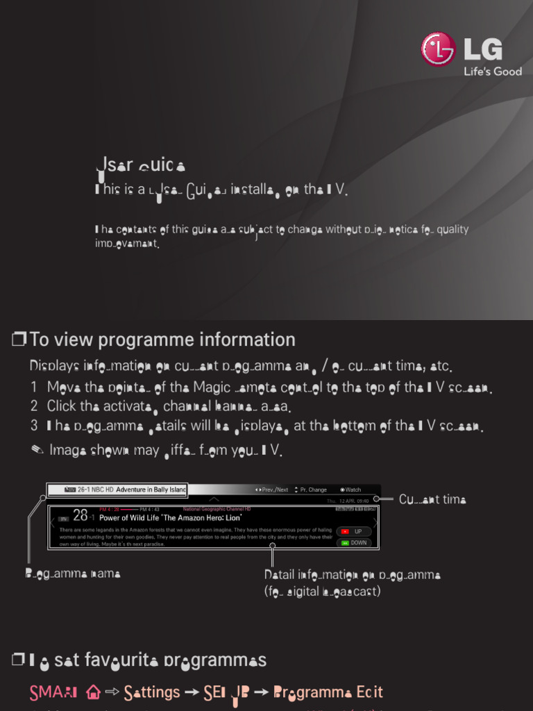 TV User Guide: Programme Setup & Features | PDF | Hdmi | Color