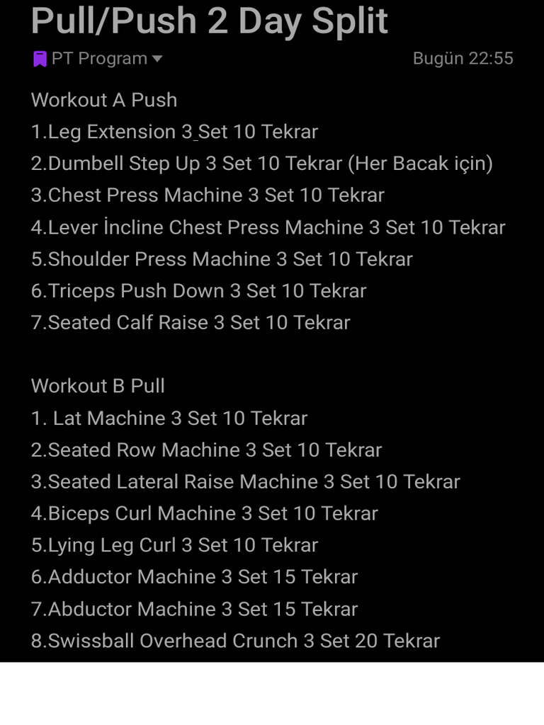 Push - Pull 2 Day Split Program | PDF