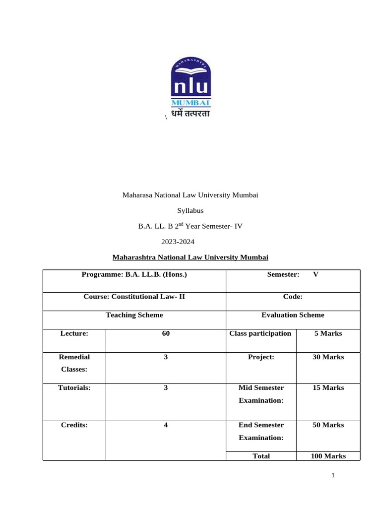 Constitutional Law 2 Syllabus 2023-24 | PDF | Supreme Court Of India ...