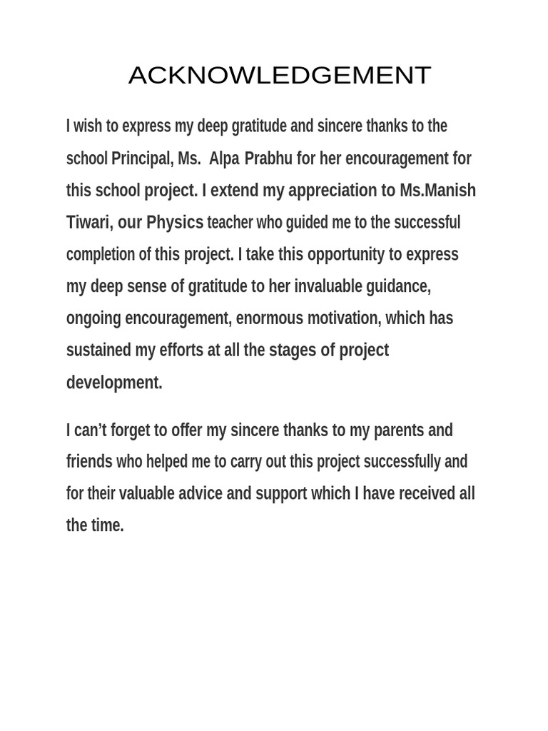 Student Project Acknowledgements | PDF