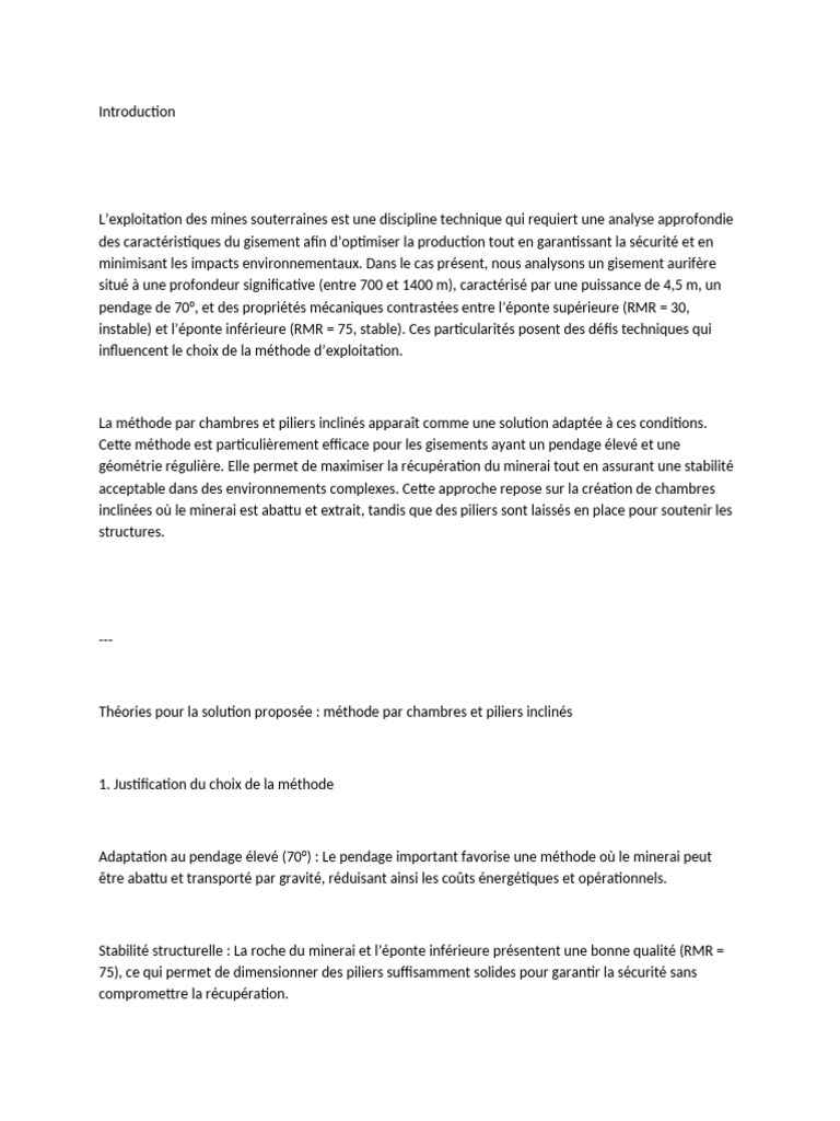 Méthode d'exploitation en mine souterraine | PDF | Exploitation minière ...