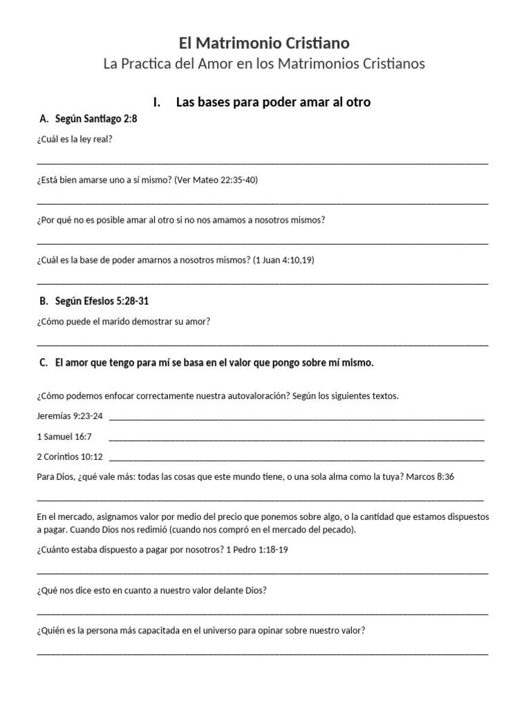 Amor en el Matrimonio Cristiano | PDF | Amor | Contenido del Nuevo ...