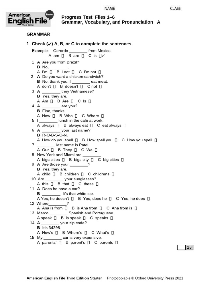 Progress Test: Grammar & Vocabulary | PDF | English Language | Coffeehouse