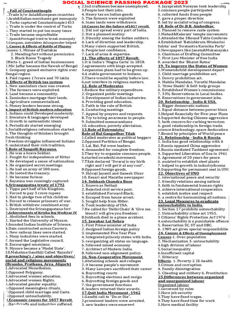 Sslc Social Science Passing Package 2025 Pdf Agriculture