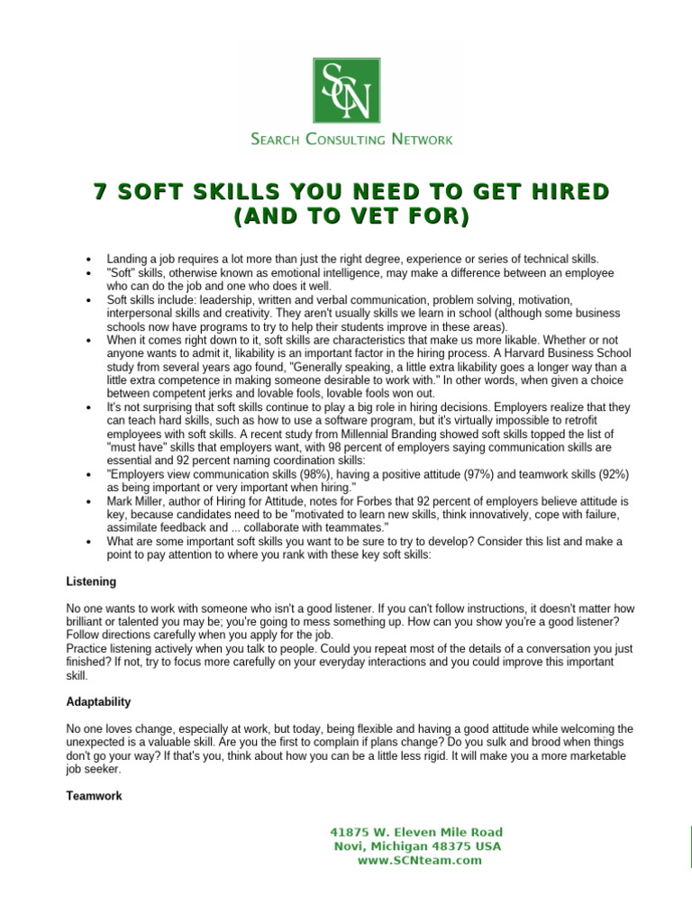 Essential Soft Skills for Job Success | PDF | Skill | Communication