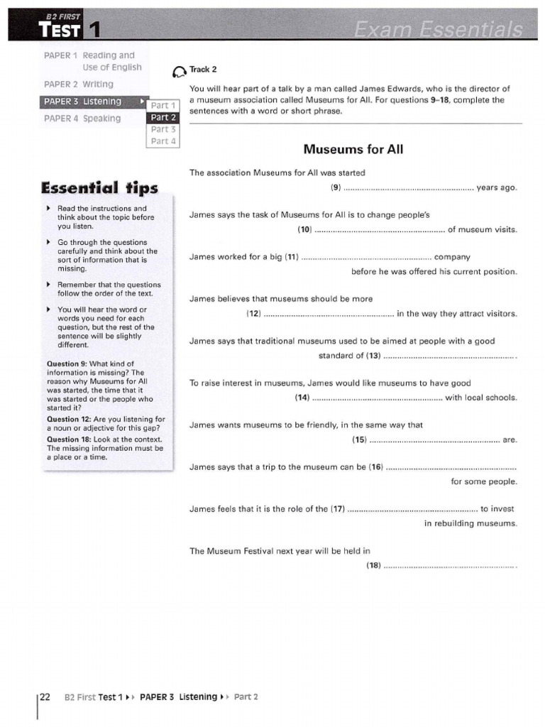 Listening Part 2 Sentence Completion - Tests 1-8 | PDF