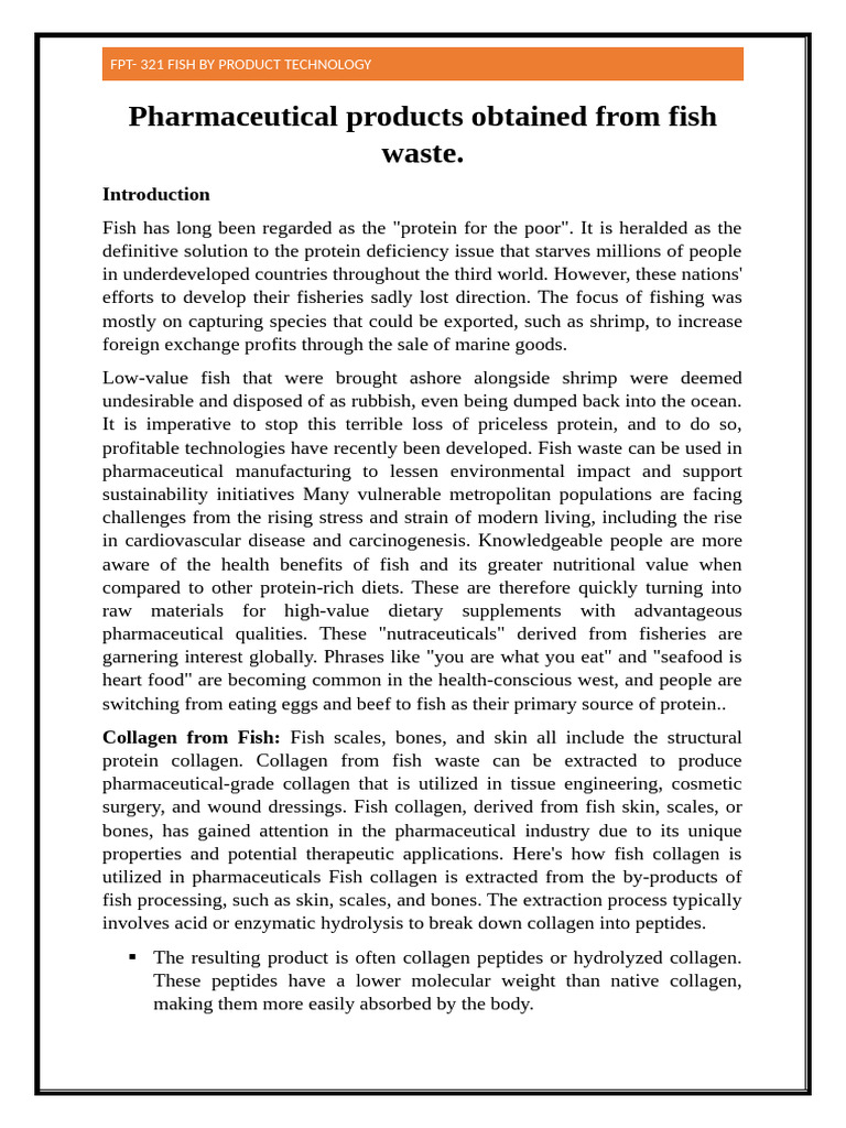 Pharmaceutical Uses of Fish By-Products | PDF | Fish Oil | Omega 3 ...