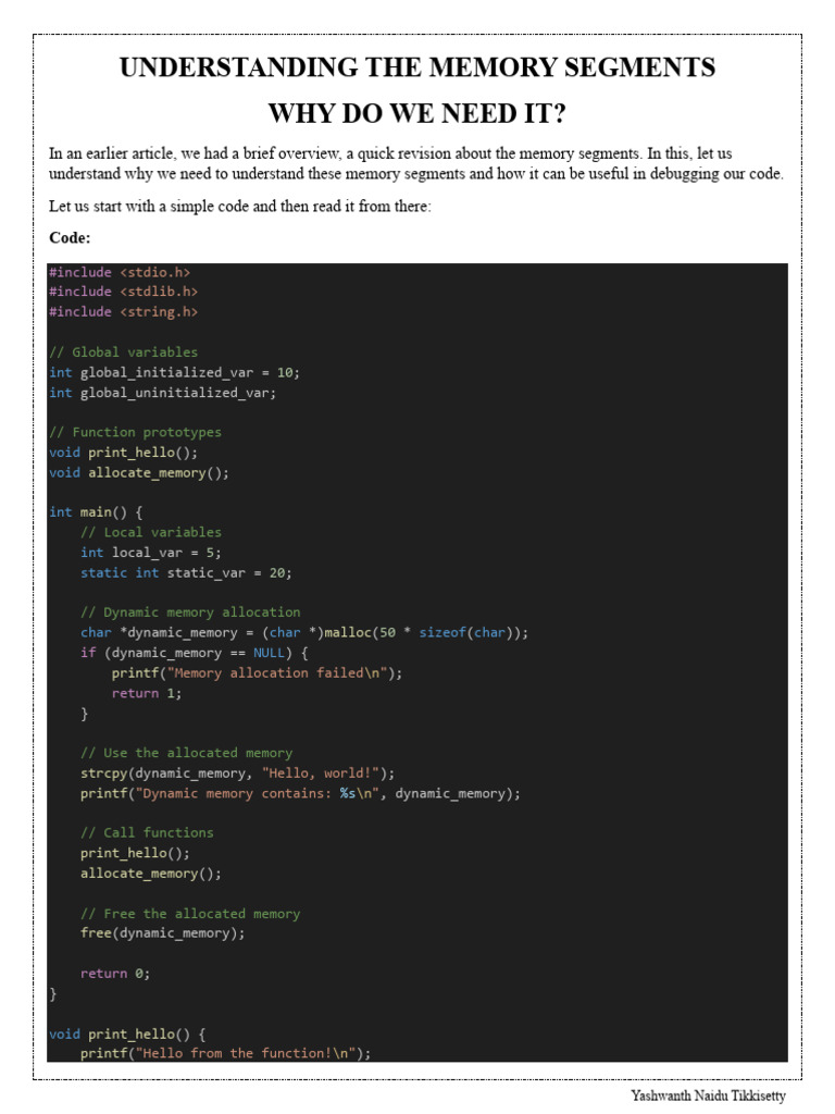 UNDERSTANDING THE MEMORY SEGMENTS - WHY DO WE NEED IT_ | PDF ...