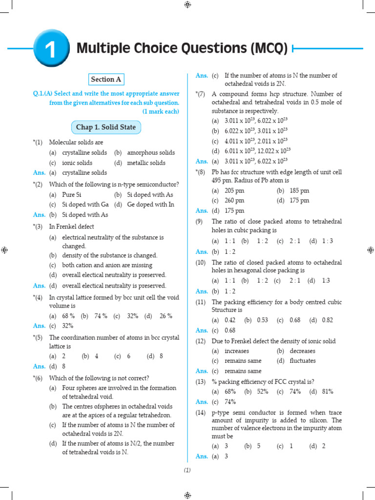 CH-1 Most Likely Question Answer (109 Pages) | PDF | Crystal Structure ...