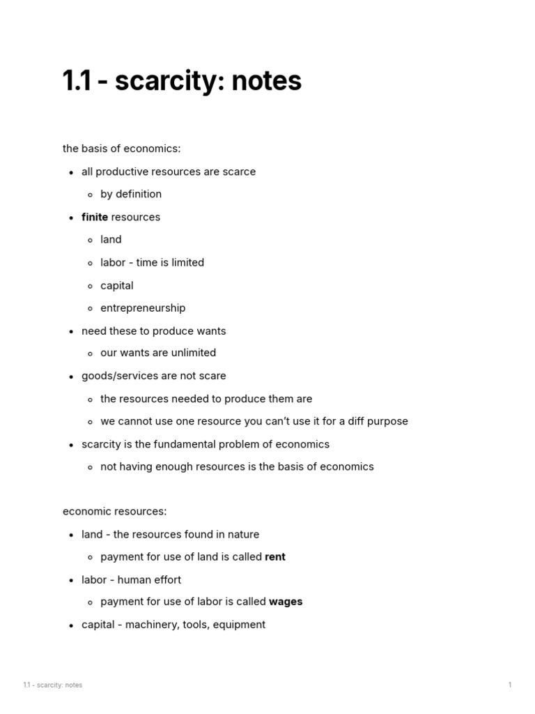 1.1 - Scarcity Notes | PDF