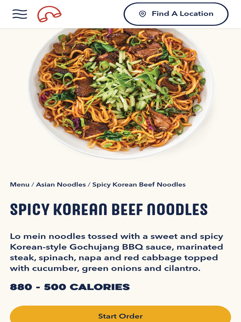 Spicy Korean Beef Noodles Menu | PDF