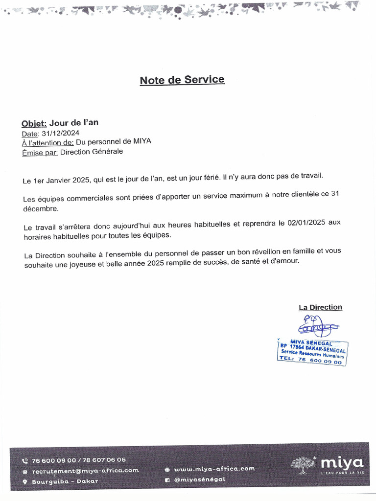 Note de Service | PDF