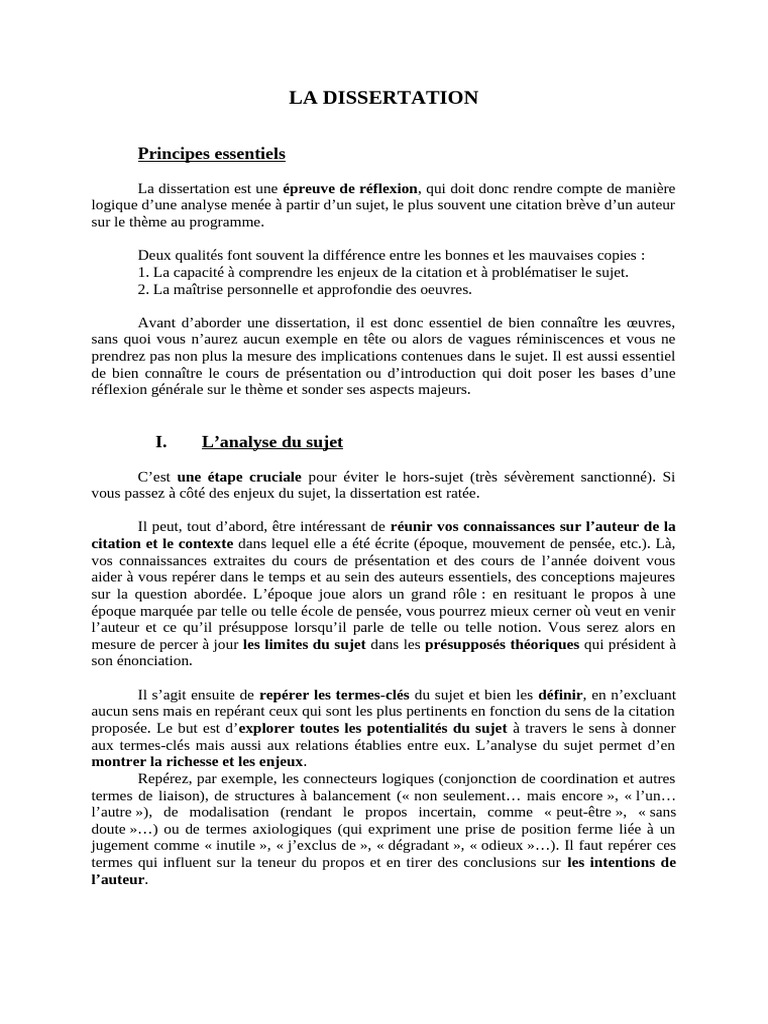 Méthodologie de la dissertation en français | PDF | Phrase | Sujet ...