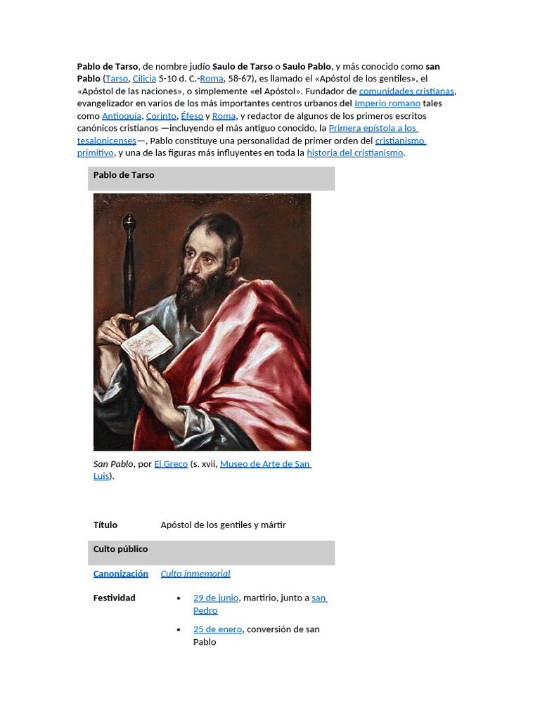 San Pablo: Apóstol y Fundador del Cristianismo | PDF | Pablo el apóstol ...