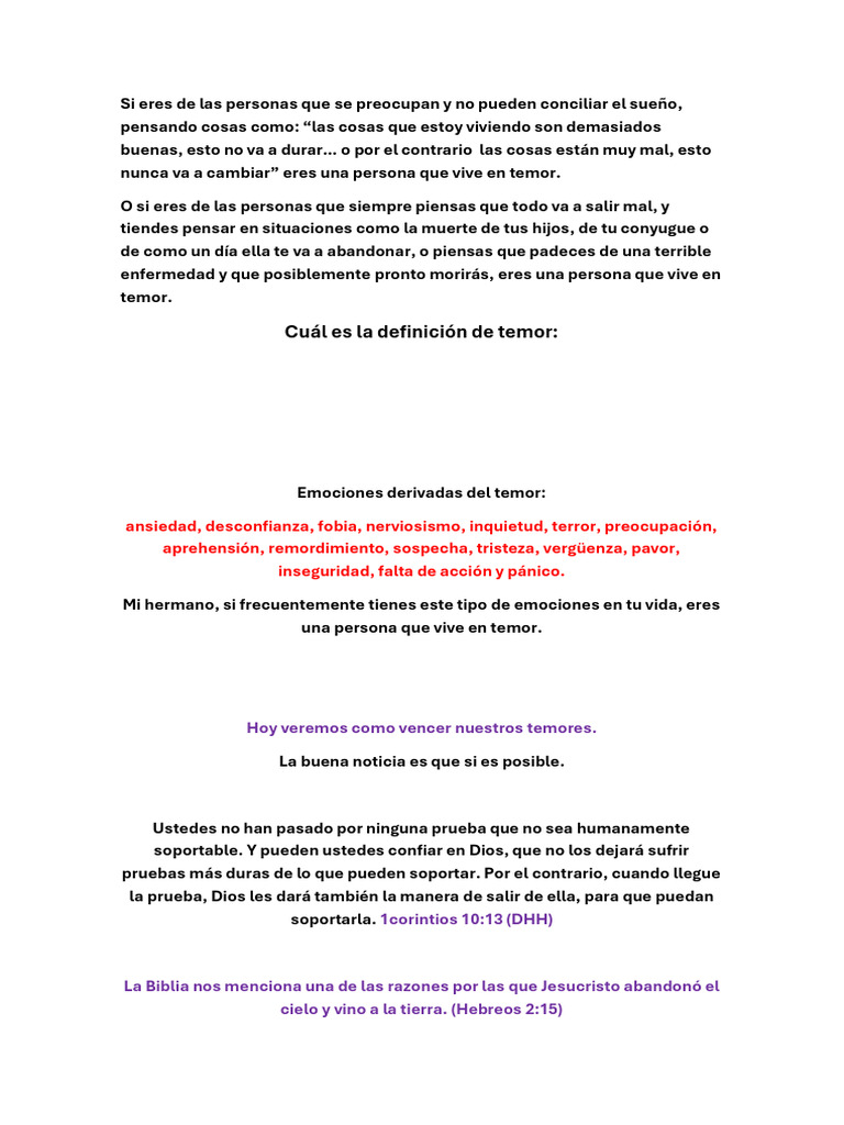 Como Vencer El Temor | PDF | Temor | Jesús