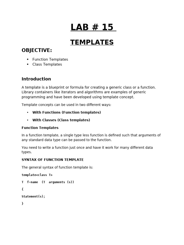Function and Class Templates Guide | PDF | Parameter (Computer ...