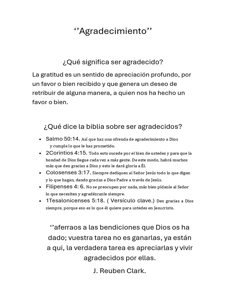 La importancia de la gratitud en la vida | PDF | Creencia religiosa y ...