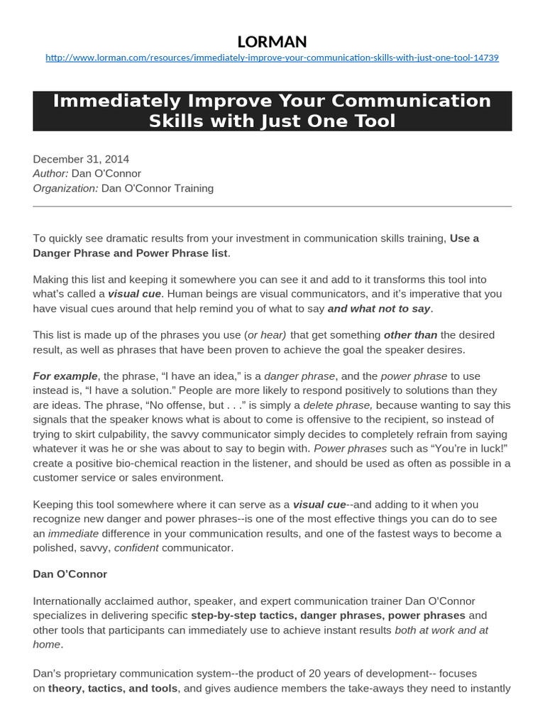 Immediately Improve Your Communication Skills With Just One Tool | PDF ...
