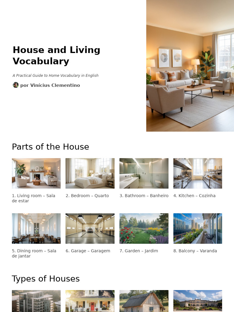Home Vocabulary Guide in English | PDF | Home | Room