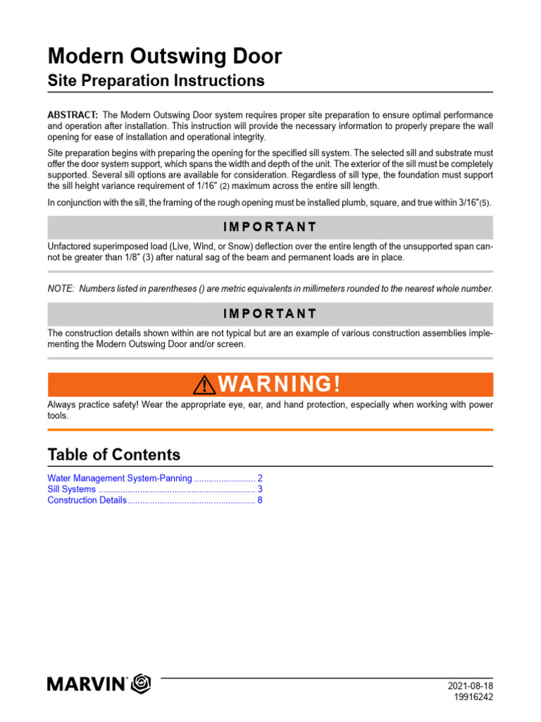 Contractor Door Prep Guide | PDF | Door | Framing (Construction)