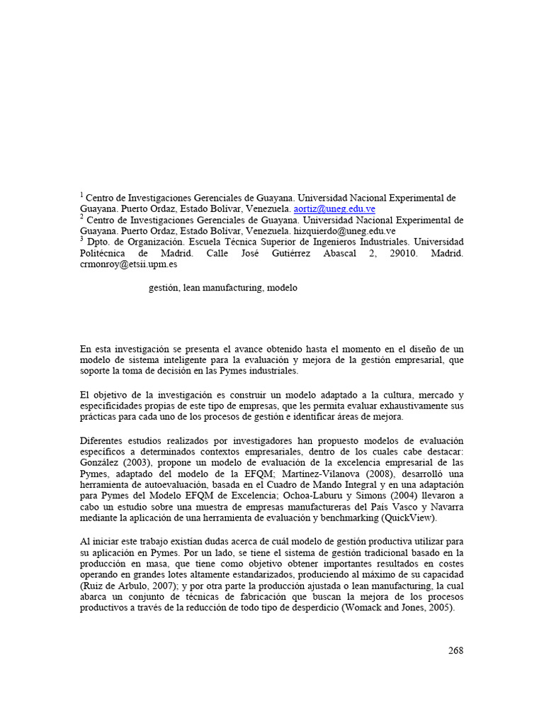 Modelo de Gestión Productiva para PYMES | PDF | Lean Manufacturing ...