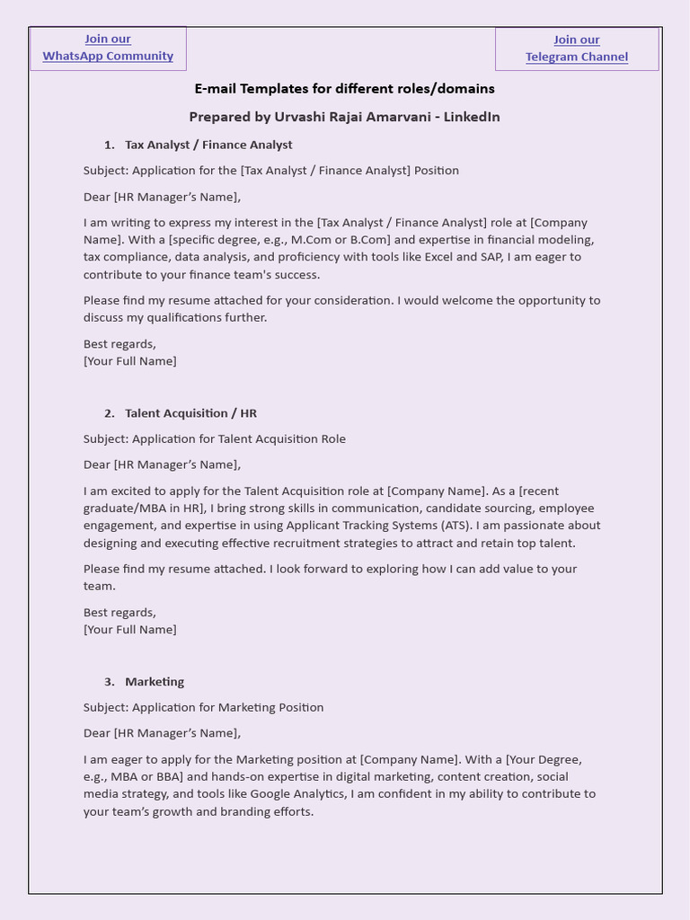 E-Mail Templates | PDF | Recruitment | Analytics