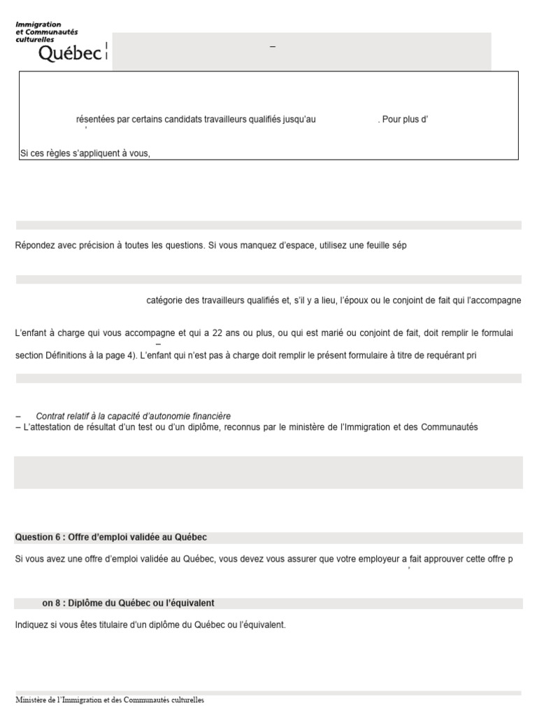 Demande CSQ Travailleur Qualifié 2025 | PDF | Québec