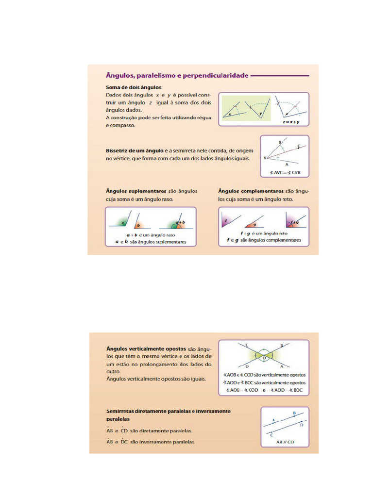 5º Resumo Angulos, Paralelismo, Perpendicularidade | PDF