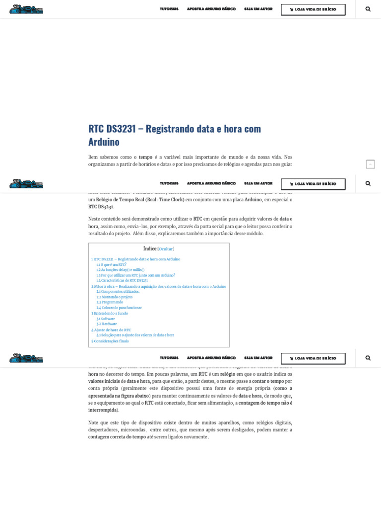 RTC DS3231 com Arduino: Tutorial Completo | PDF | Tempo | Arduino