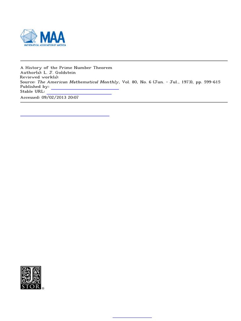 History of the Prime Number Theorem | PDF | Prime Number | Mathematics