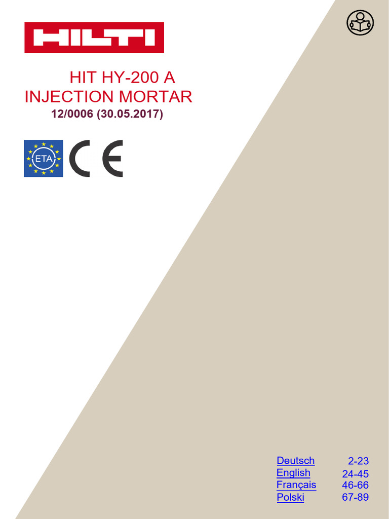 HIT HY 200 A Injection Mortar and HIT Z R F R | PDF