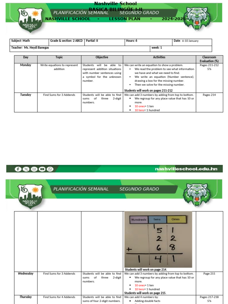 Weekly Math Plan for 2nd Grade | PDF | Mathematics