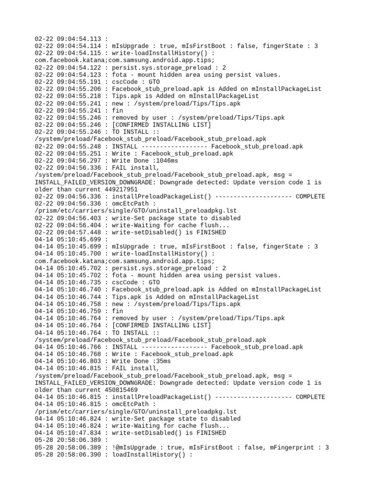 Facebook Preload Install Failures Log | PDF | System Software | Smart ...