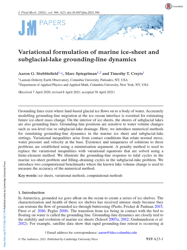Variational formulation of marine ice sheet and subglacial lake