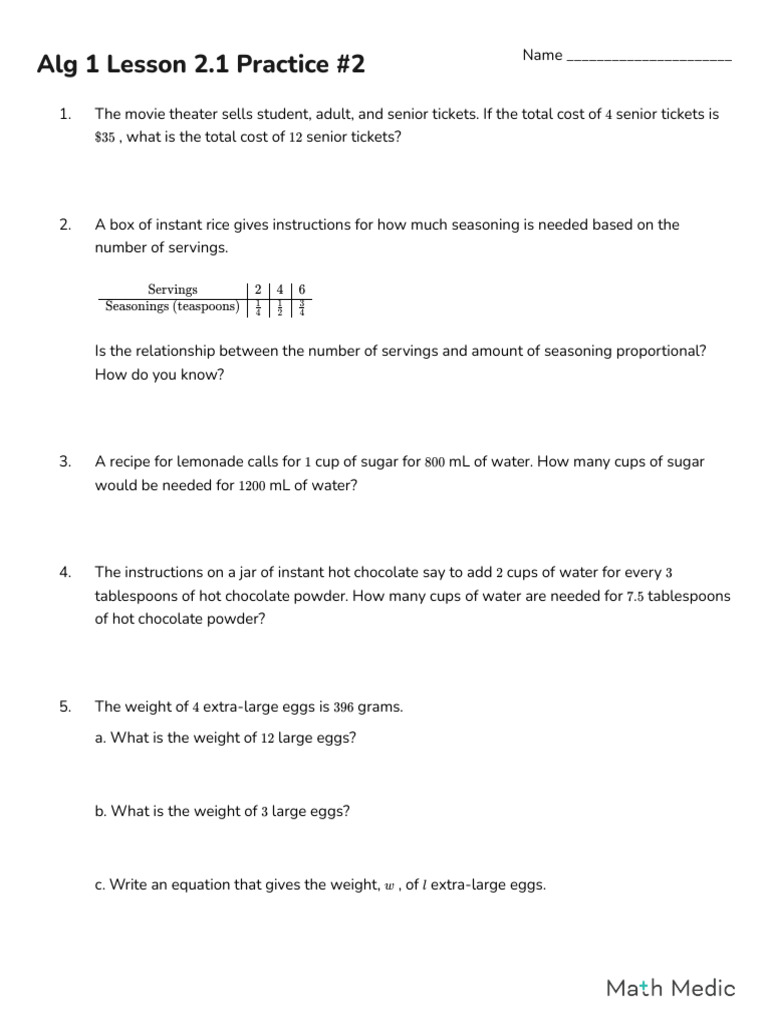 Alg+1+-+MM+2 1+practice+#2 | PDF | Breads | Cooking