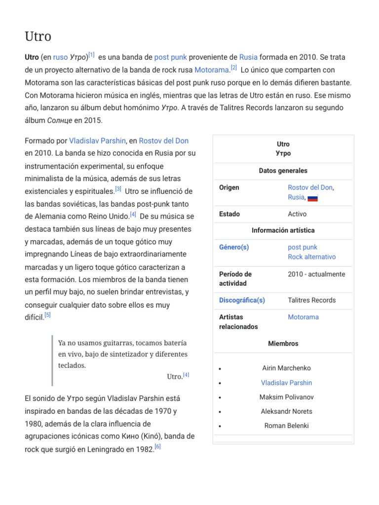 Utro - Wikipedia, La Enciclopedia Libre | PDF | Punk rock | Musica Popular