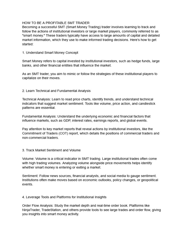 How To Be A Profitable SMT Trader | PDF | Investing | Private Sector