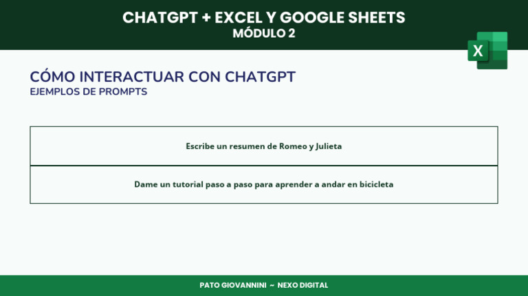 ChatGPT+con+Excel++y+Google+Sheets+-+Módulo+2 | PDF